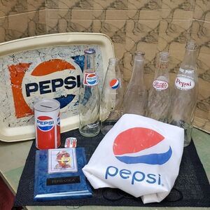 Huge collectible Pepsi  cola Bottles and products, some rare!